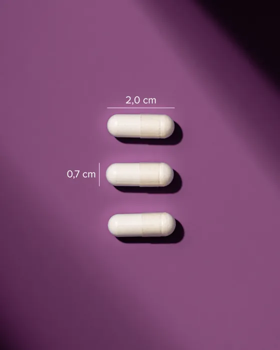 Tamanho real da cápsula de Melatonin Duo Harmony
