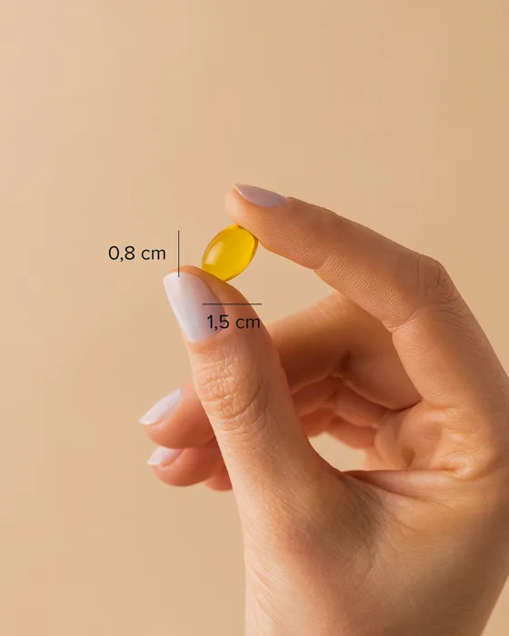 Tamanho real da cápsula de Vit D3